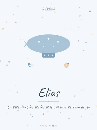 Affiche Ciel & Mer — Dirigeable étoilé
