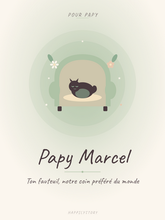 Affiche Grands-parents — Fauteuil et chat
