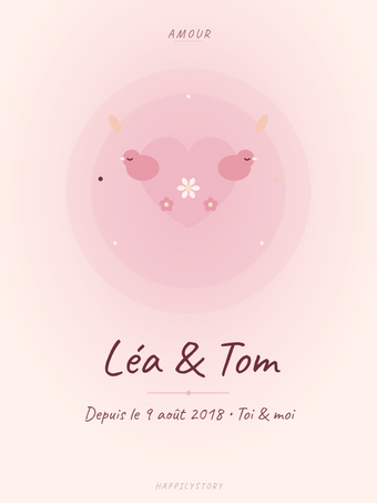 Affiche Amour — Cœur aux oiseaux