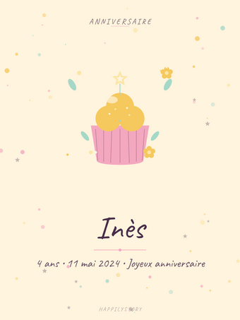 Affiche Anniversaire — Cupcake étoilé