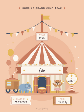 Affiche naissance personnalisée | Grand chapiteau