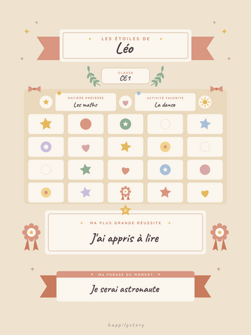 Affiche fin d'année personnalisée | Mes étoiles de l'année