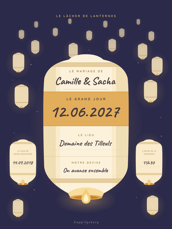 Affiche mariage personnalisée | Le lâcher de lanternes