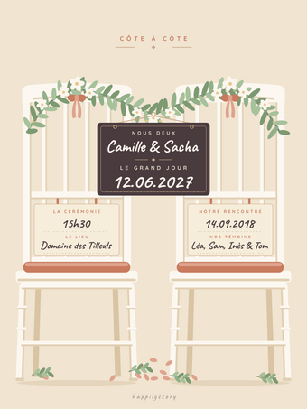 Affiche cadeau mariage personnalisée | Les deux chaises
