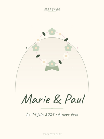 Affiche Mariage — Couronne fleurie