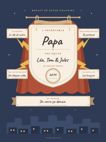 Affiche fête des pères personnalisée | Le super-papa