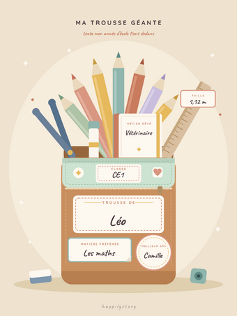 Affiche rentrée personnalisée | Ma trousse géante
