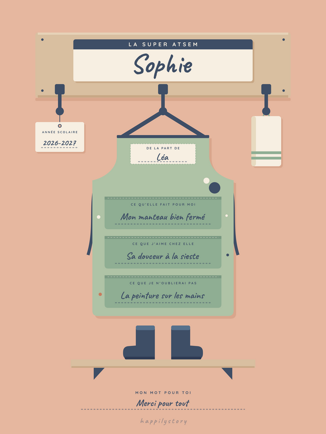 La super ATSEM, affiche personnalisable remplie avec des valeurs d'exemple
