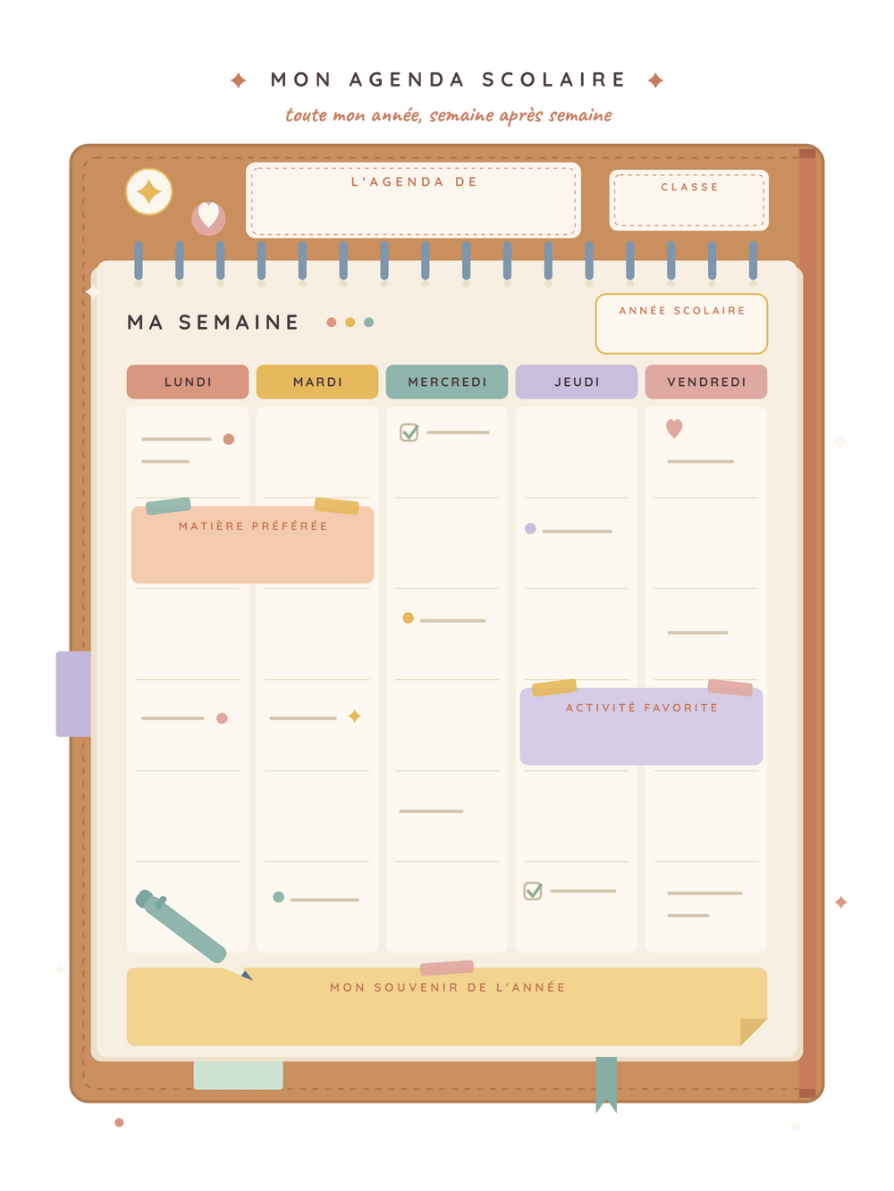 Affiche enfant personnalisée | Mon agenda scolaire