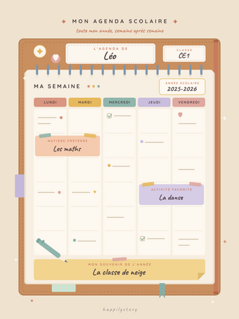 Affiche enfant personnalisée | Mon agenda scolaire
