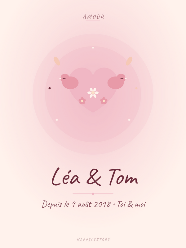 Affiche Amour — Cœur aux oiseaux