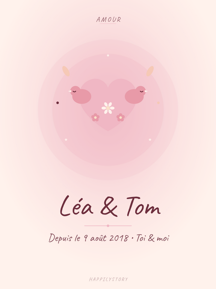 Affiche Amour — Cœur aux oiseaux