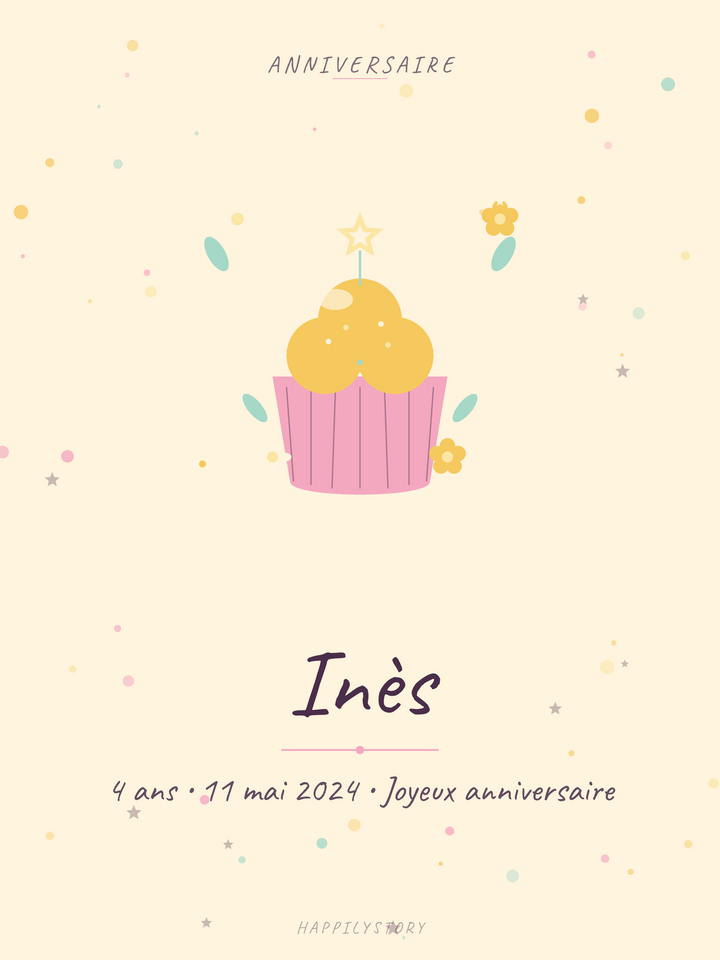 Affiche Anniversaire — Cupcake étoilé