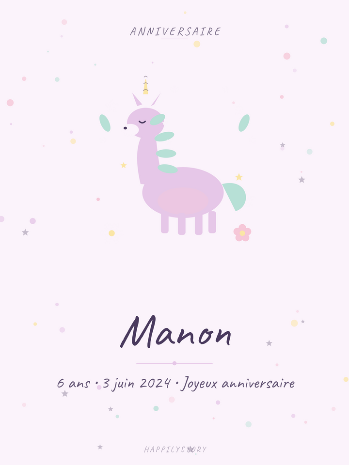 Affiche Anniversaire — Licorne étoilée