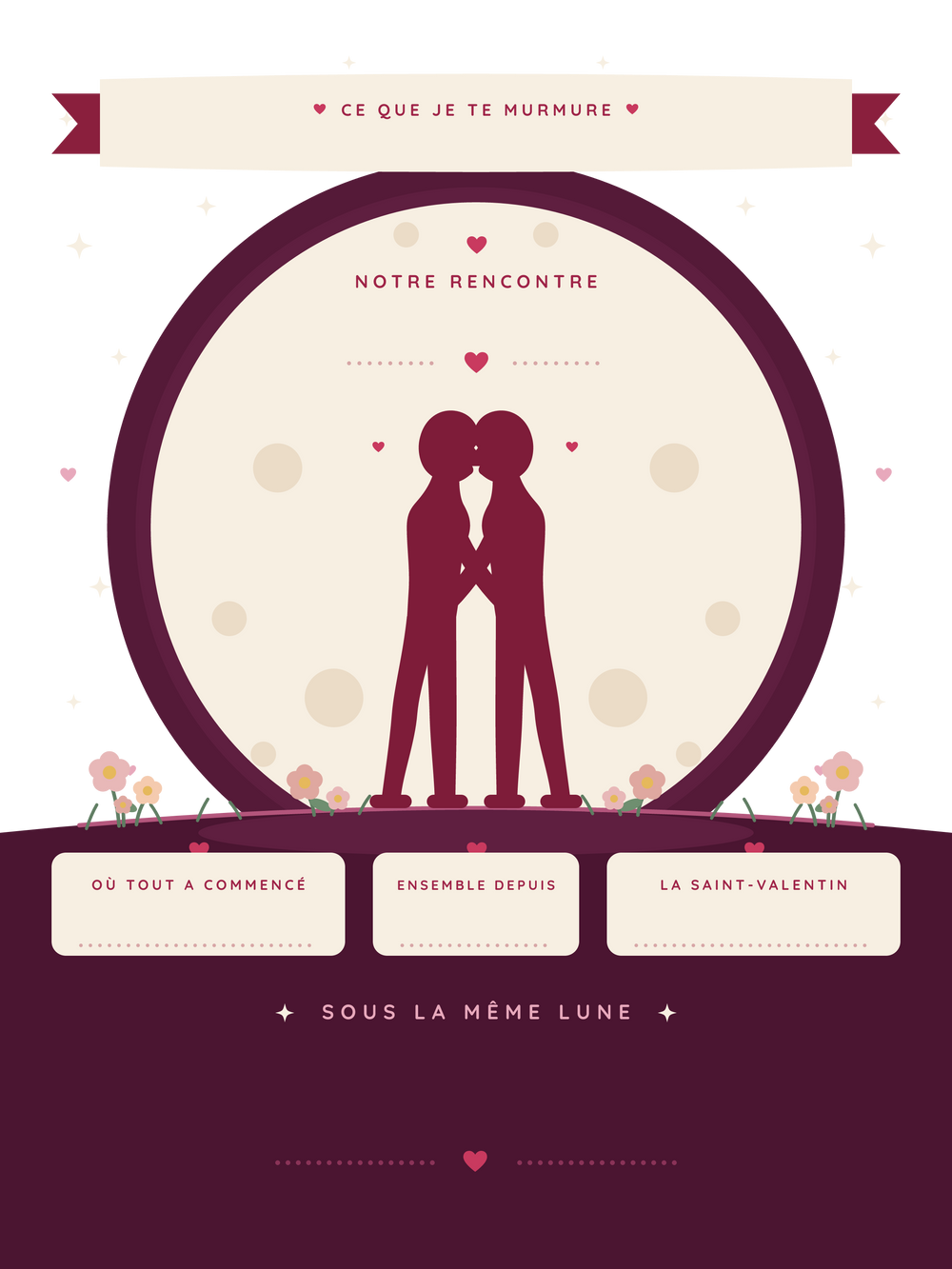 Affiche Saint-Valentin personnalisée | Sous la même lune