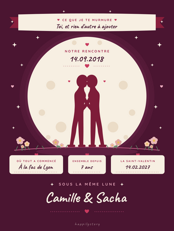 Affiche Saint-Valentin personnalisée | Sous la même lune