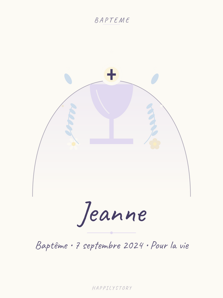 Affiche Baptême — Calice au laurier