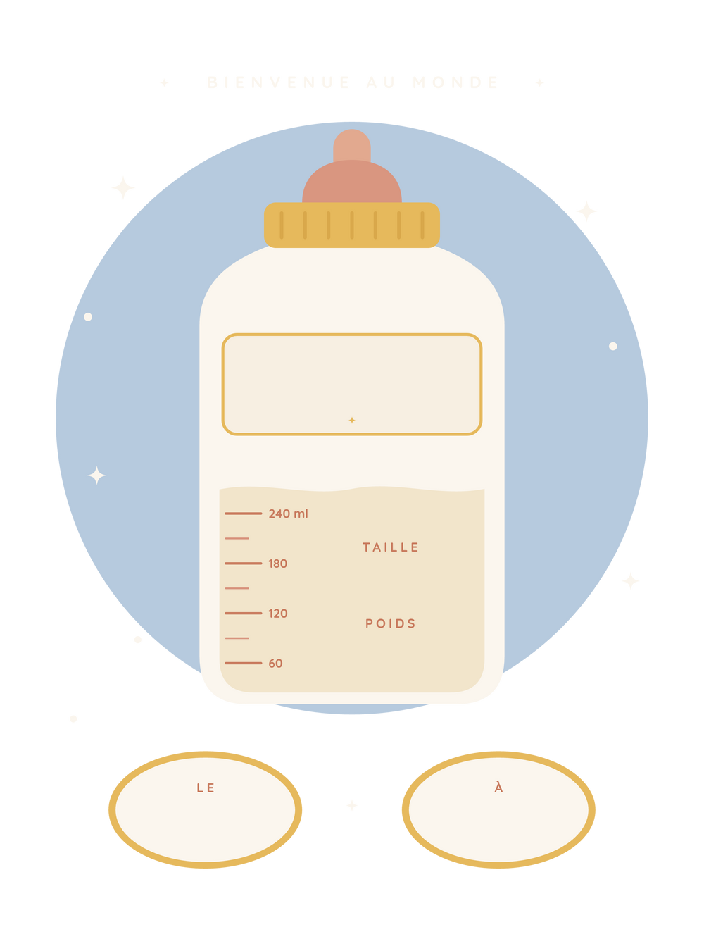 Affiche naissance personnalisée | Biberon gradué