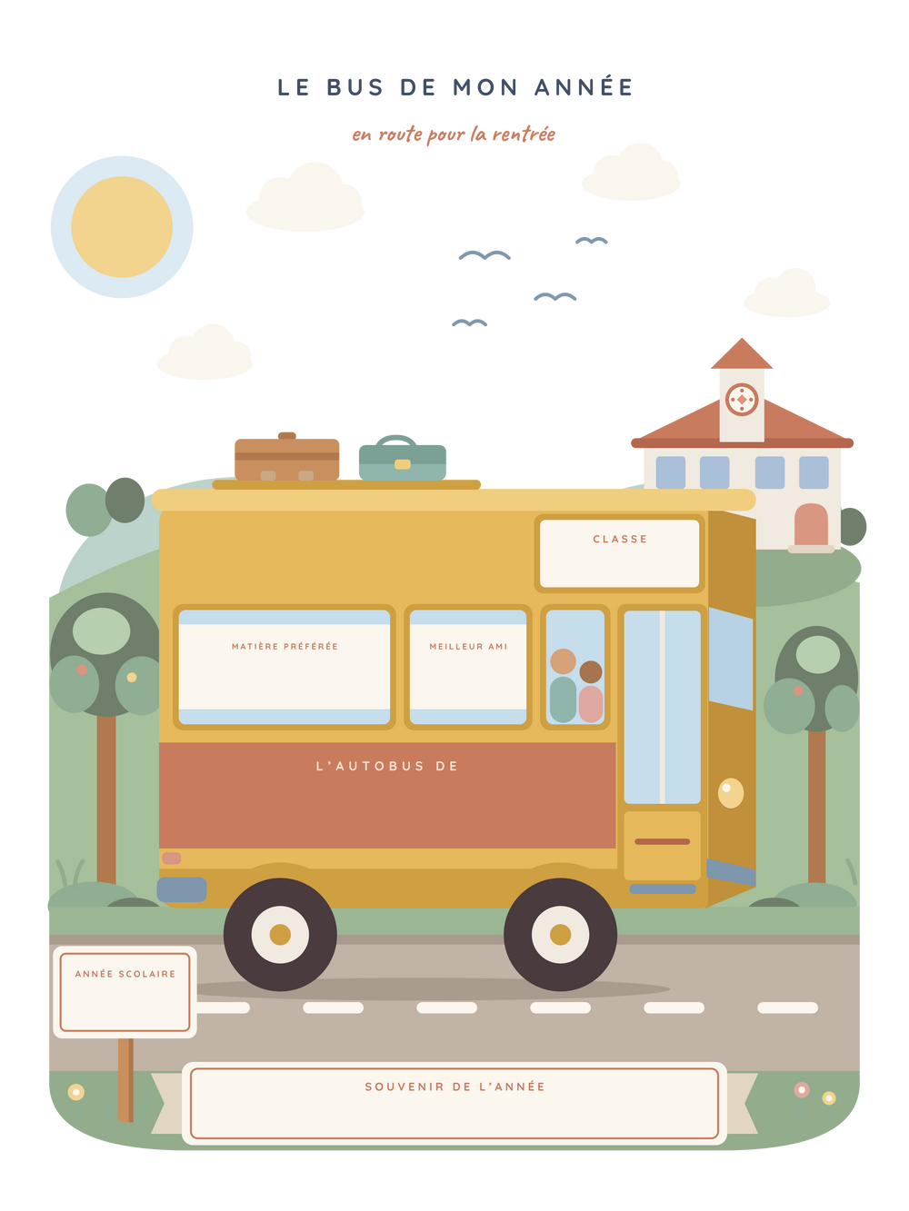 Poster rentrée personnalisable | Le bus de mon année