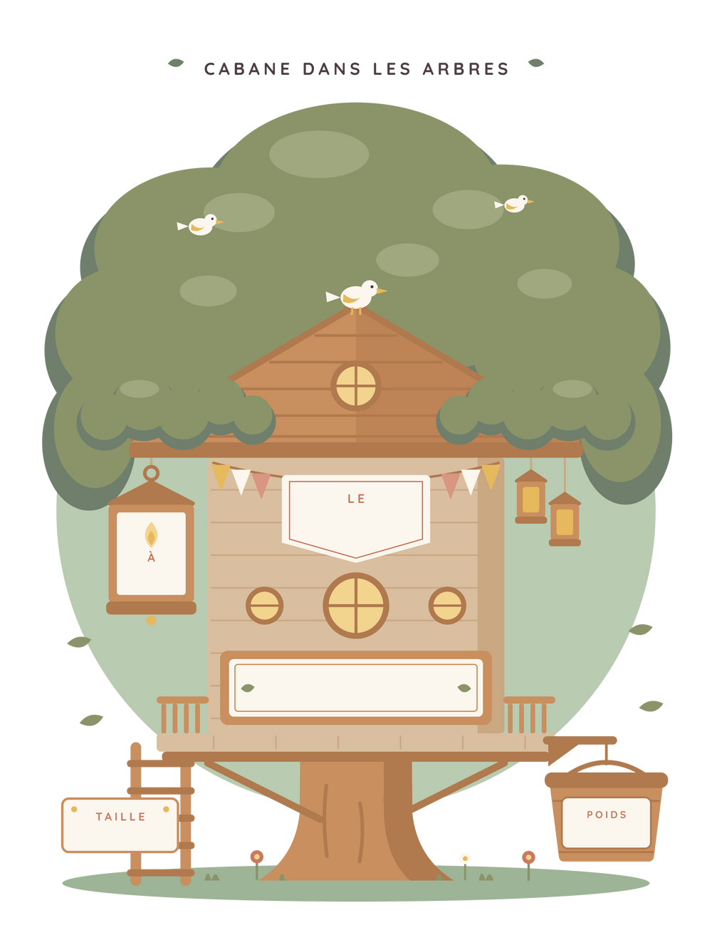 Affiche naissance personnalisée | Cabane dans les arbres