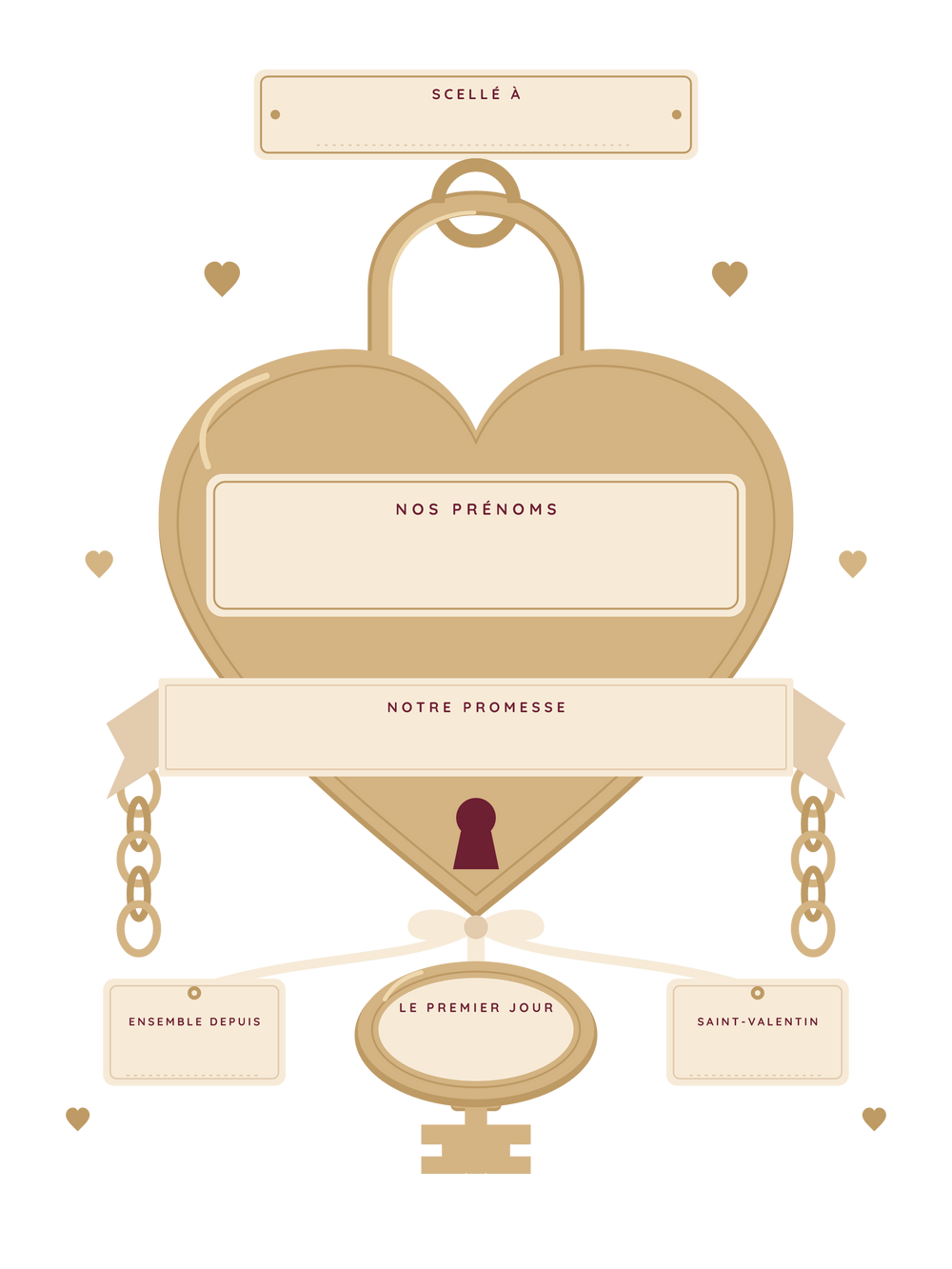 Poster Saint-Valentin personnalisable | Le cadenas des amoureux