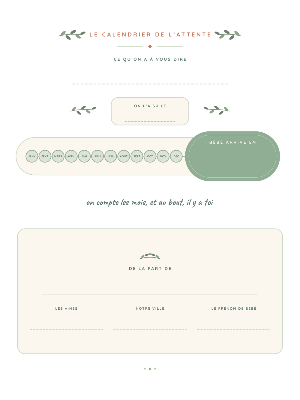 Poster annonce grossesse personnalisable | Le calendrier de l'attente