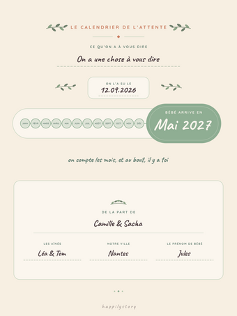 Poster annonce grossesse personnalisable | Le calendrier de l'attente