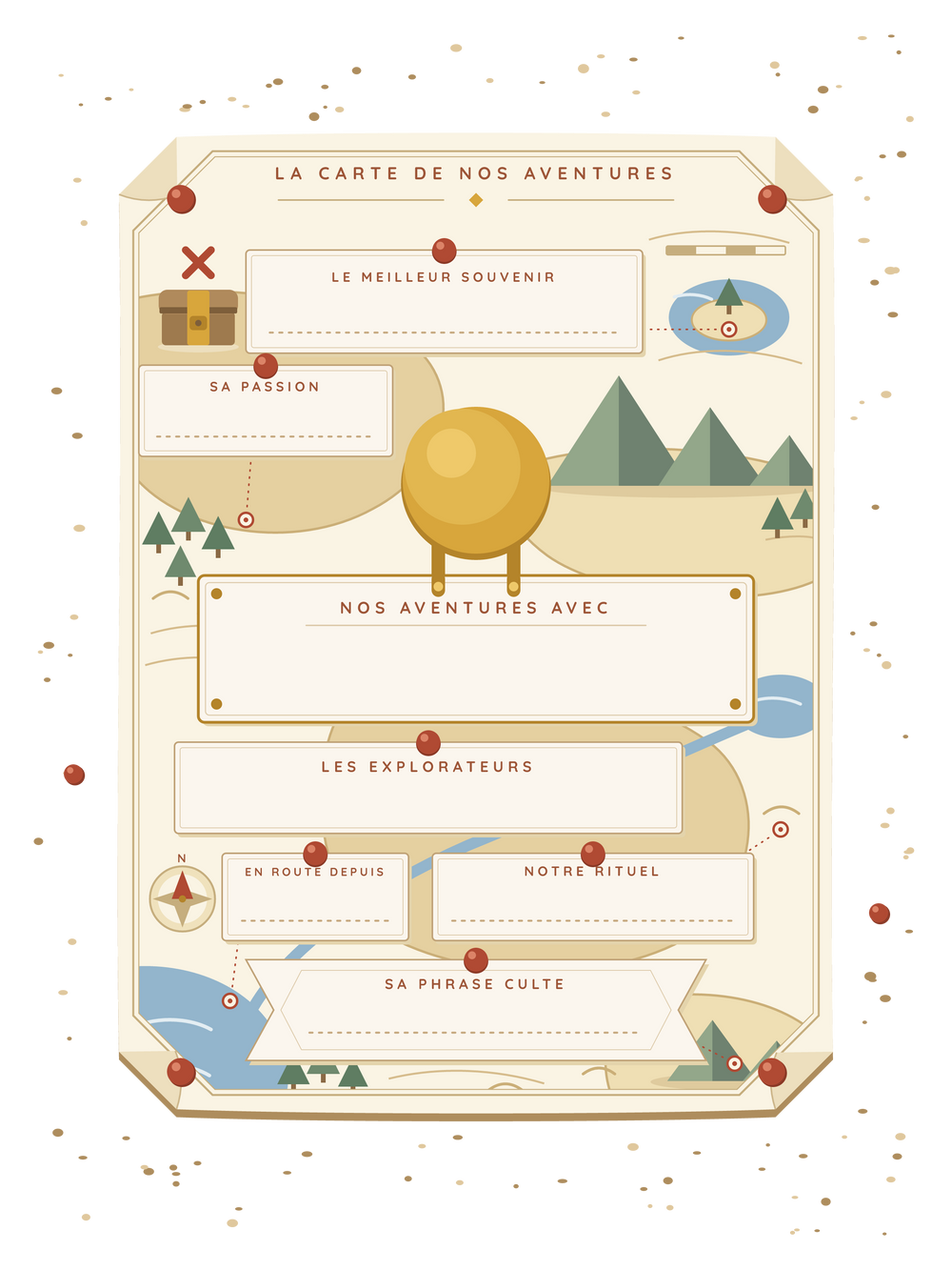 Poster fête des pères personnalisable | La carte de nos aventures
