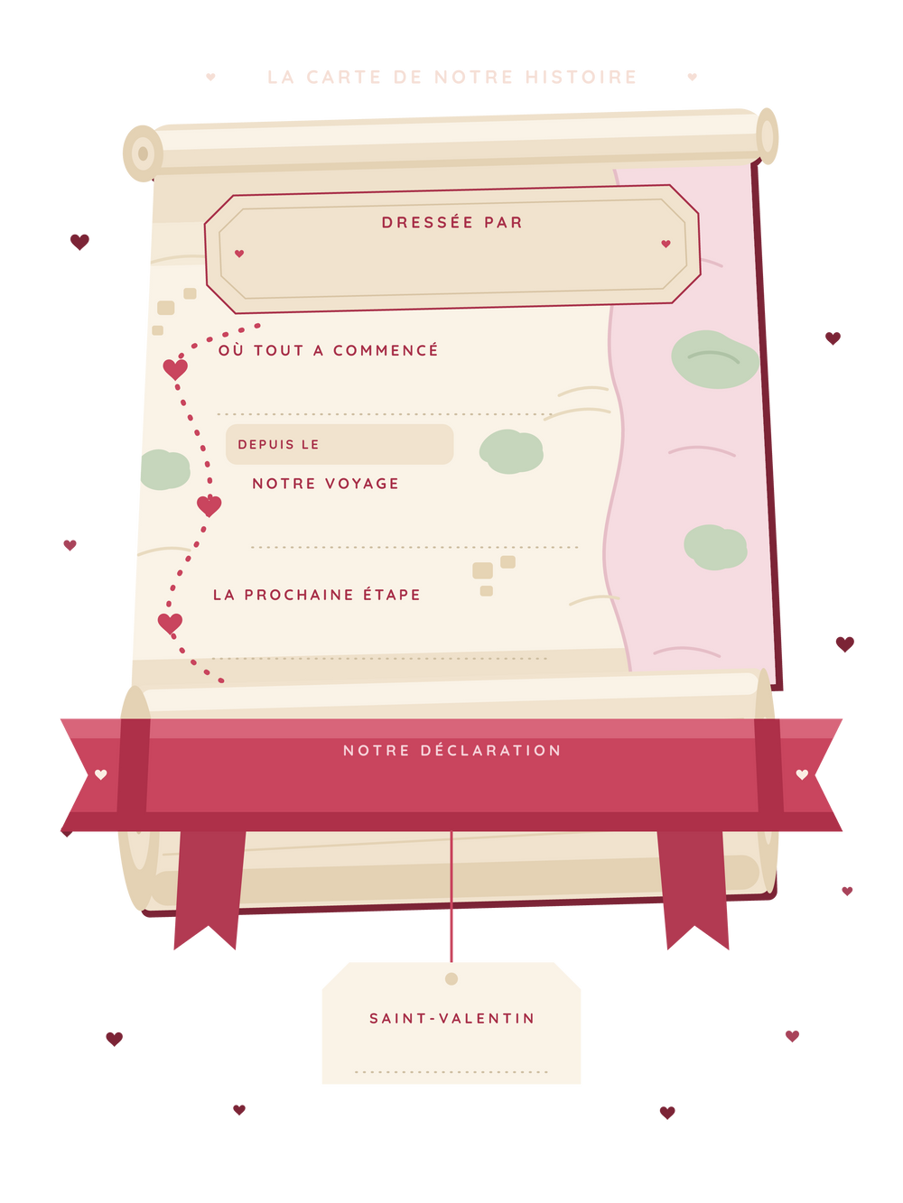 Poster Saint-Valentin personnalisable | La carte roulée
