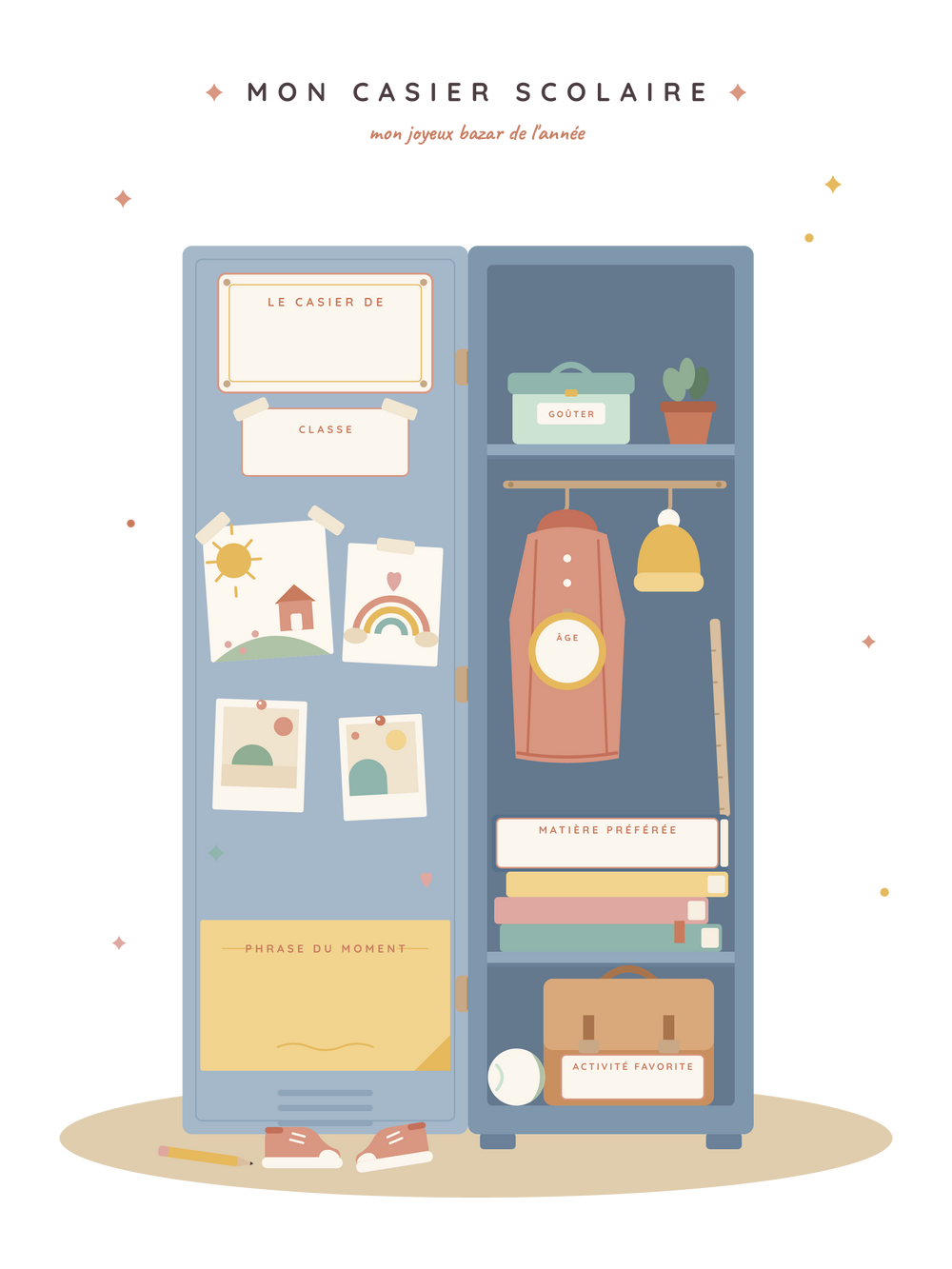 Affiche enfant personnalisée | Mon casier scolaire