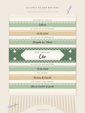 Poster baptême personnalisable | Le châle de laine