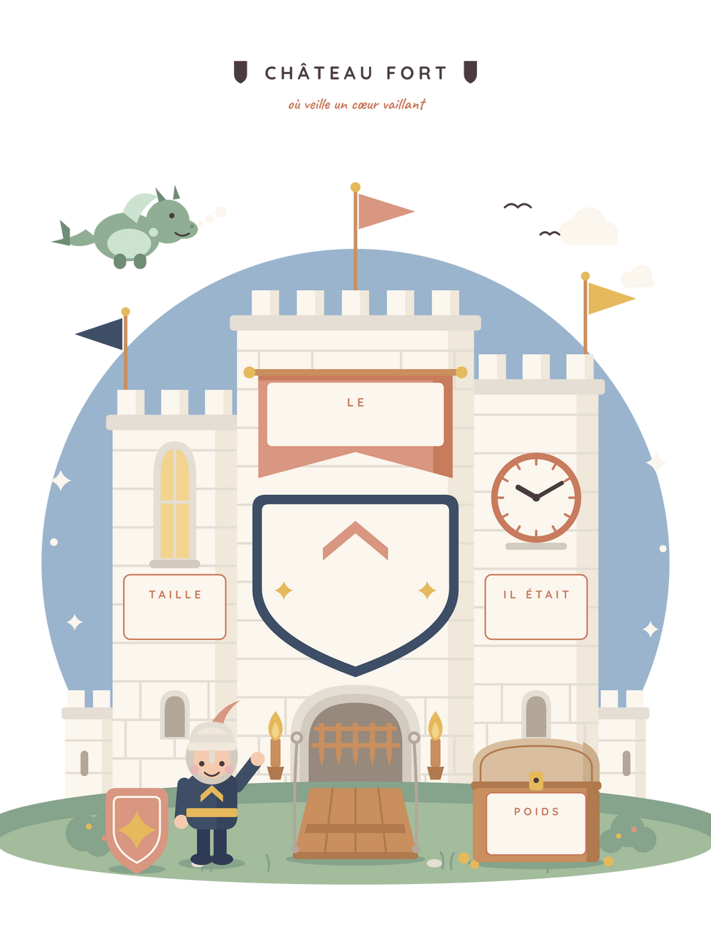 Poster naissance personnalisé | Château fort