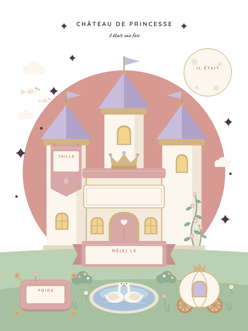 Affiche naissance personnalisée | Château de princesse