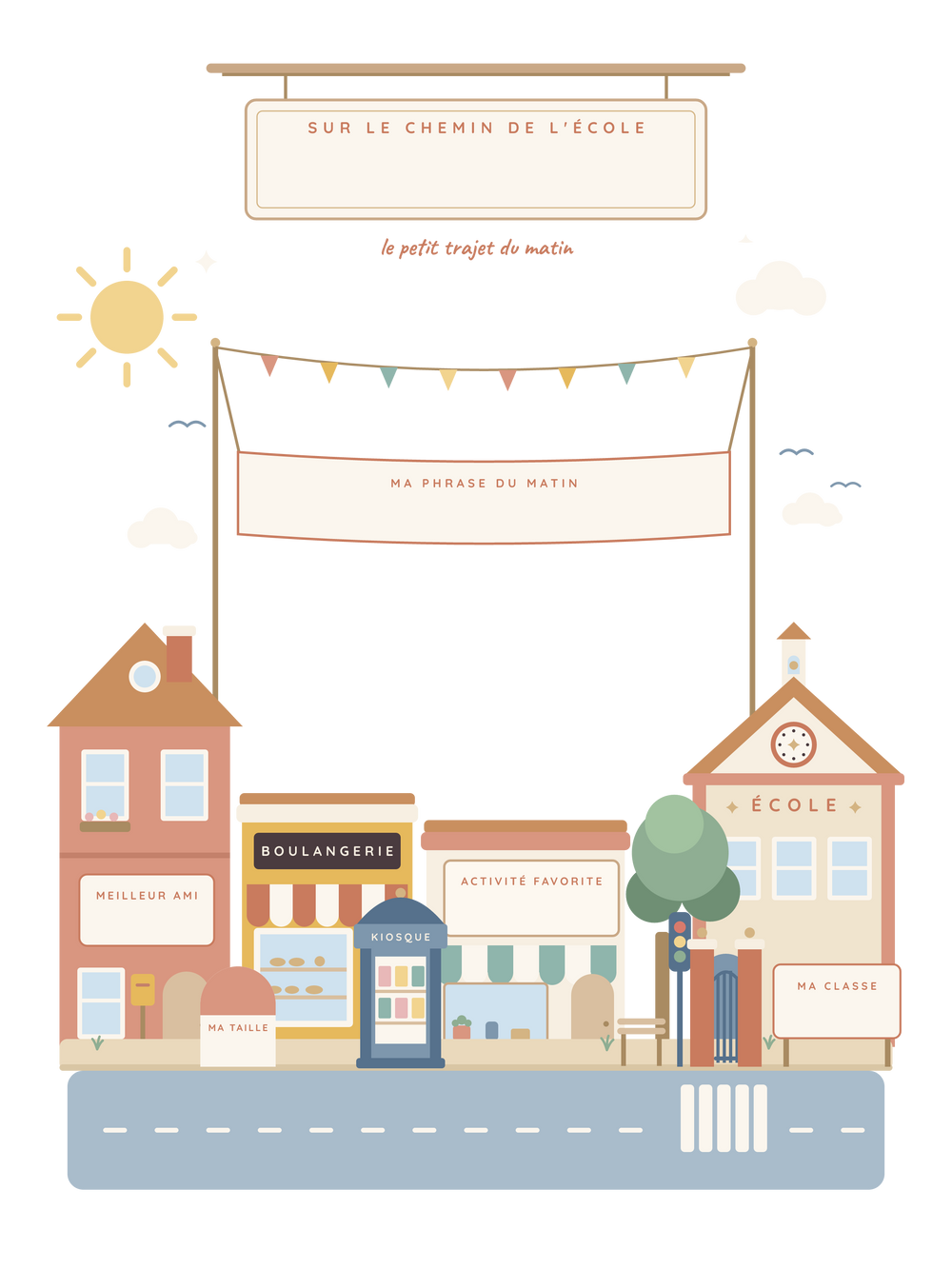 Affiche enfant personnalisée | Mon chemin vers l'école