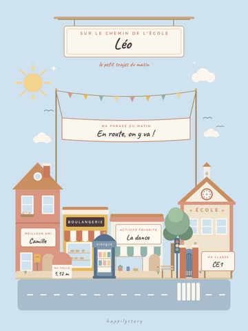 Affiche enfant personnalisée | Mon chemin vers l'école