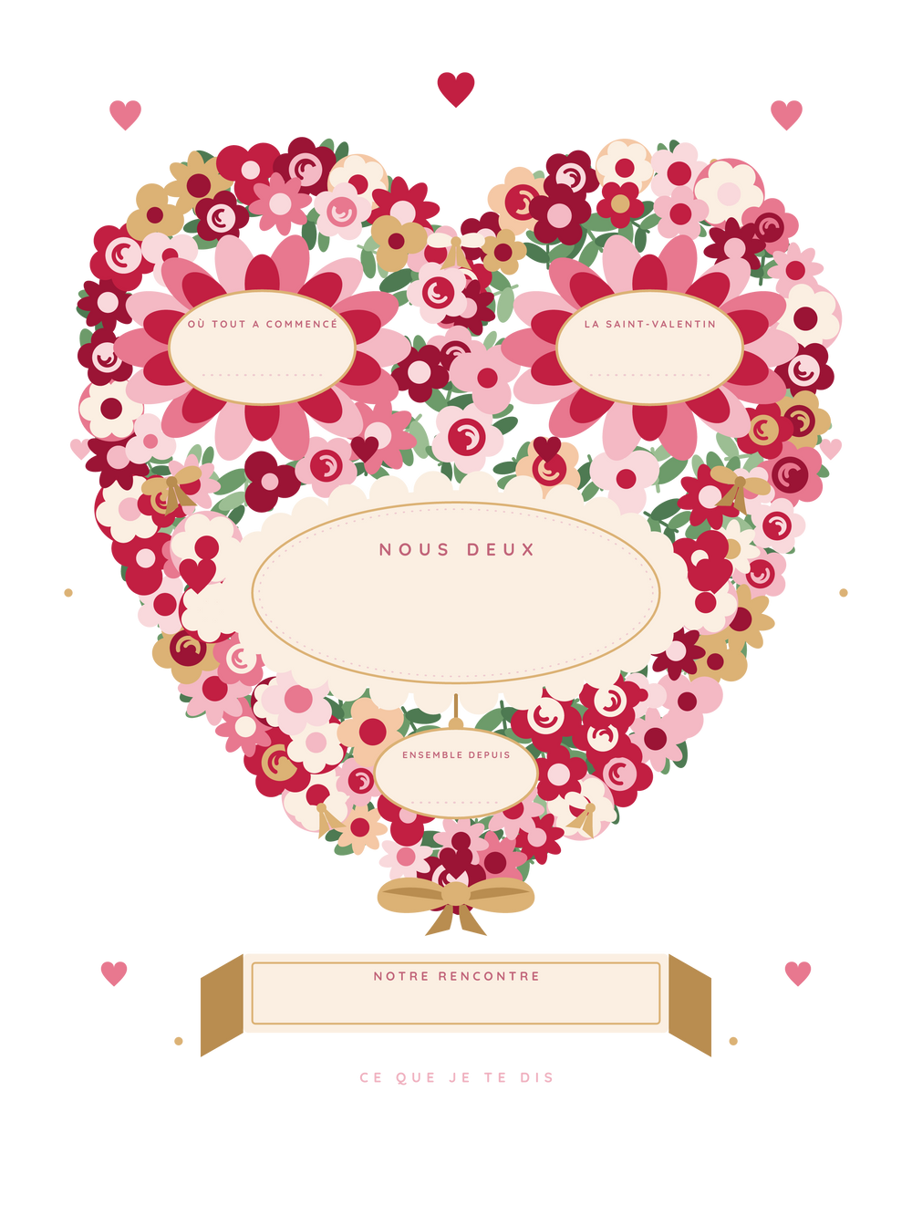 Poster Saint-Valentin personnalisable | Le cœur en fleurs