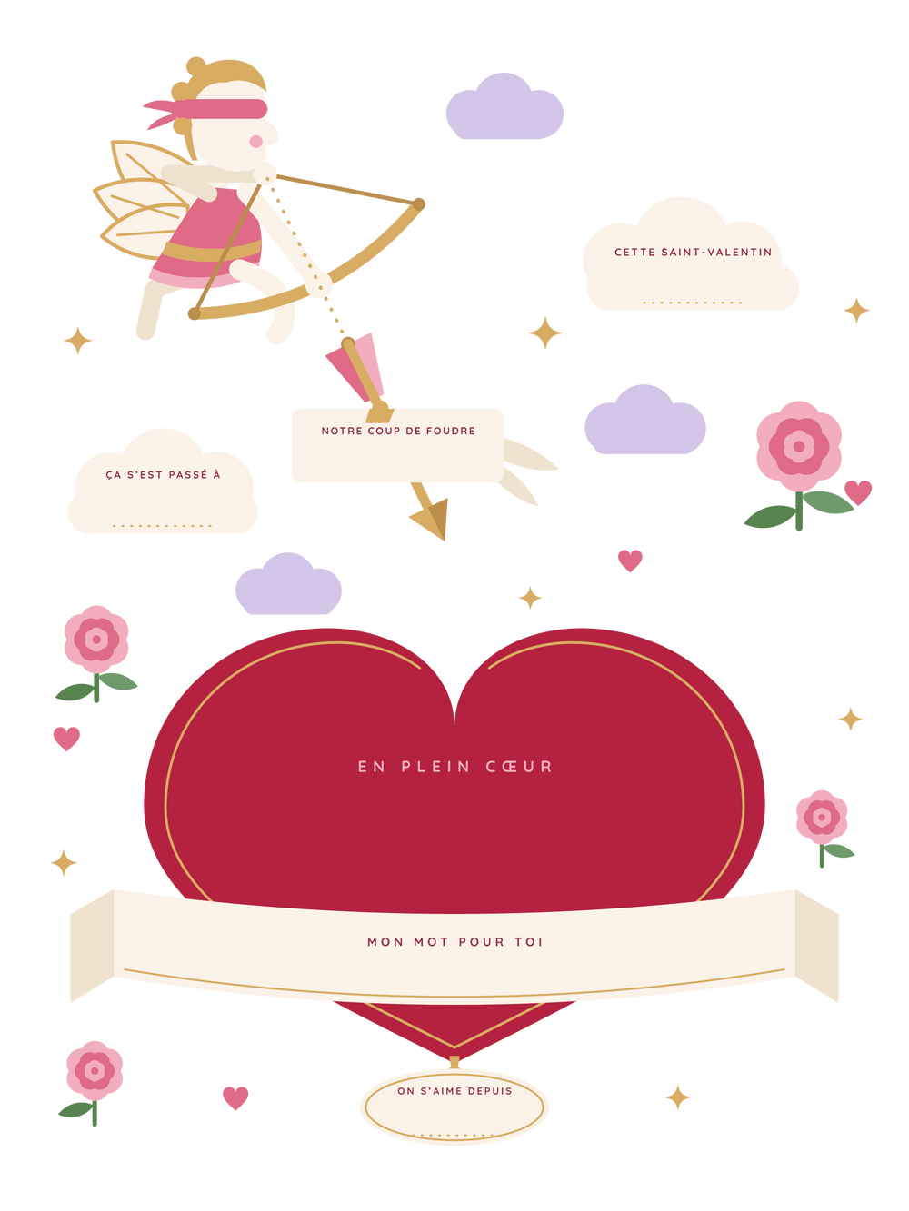 Affiche cadeau Saint-Valentin personnalisée | Cupidon