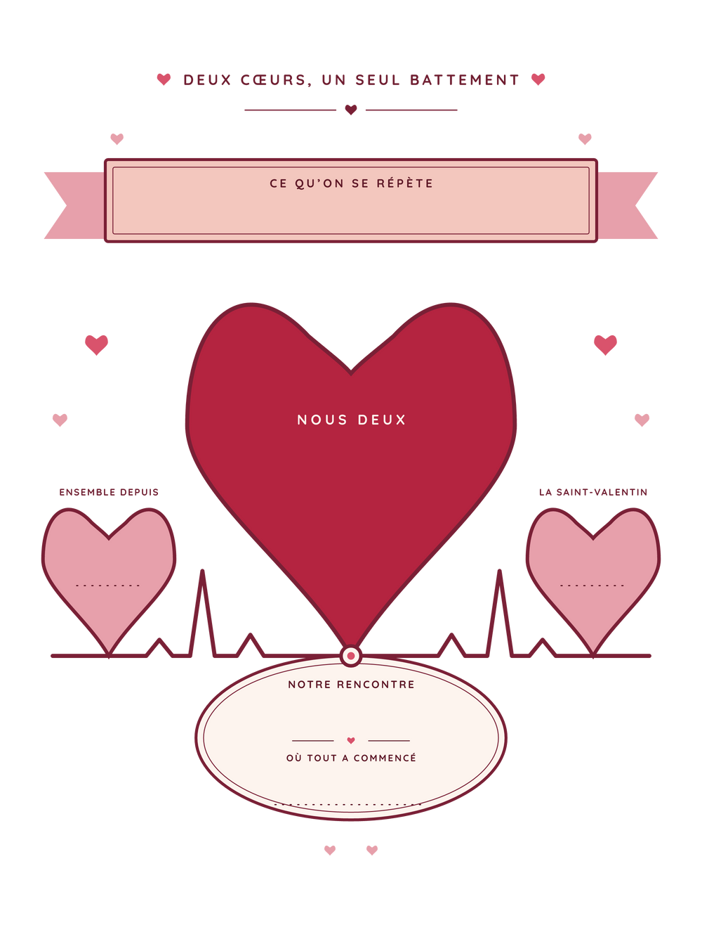 Affiche Saint-Valentin personnalisée | Nos cœurs battent ensemble