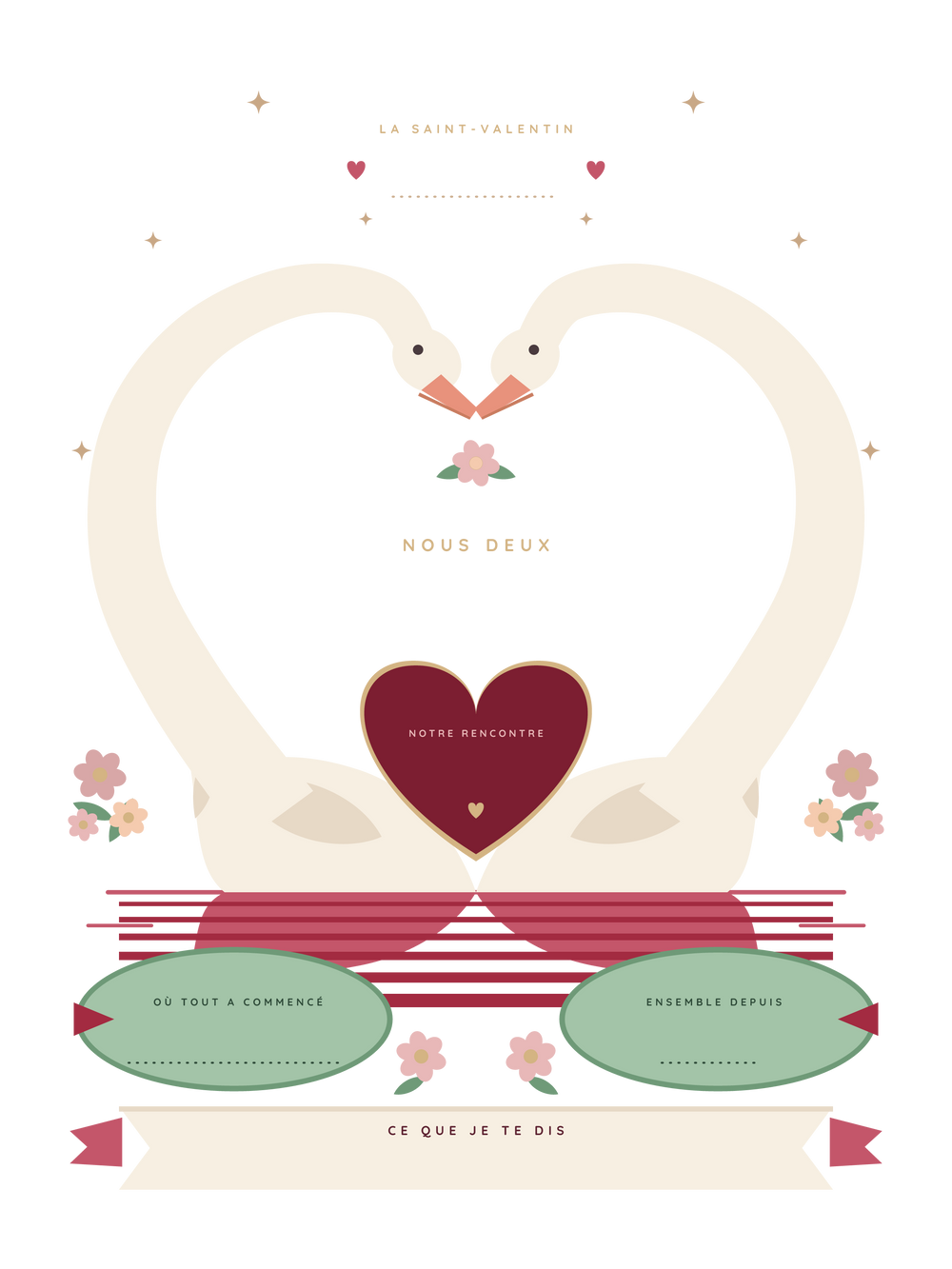 Affiche Saint-Valentin personnalisée | Les deux cygnes