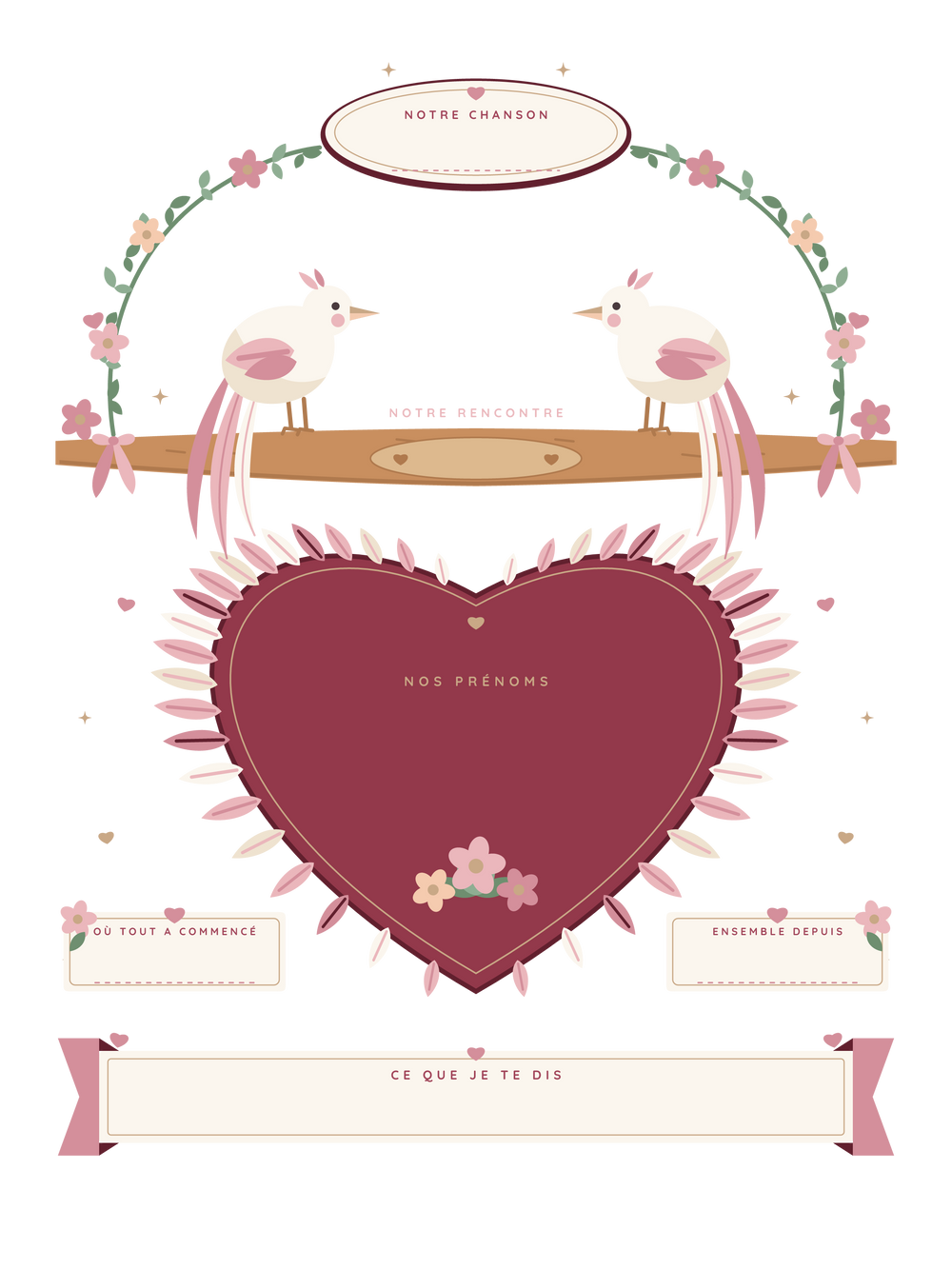 Affiche Saint-Valentin personnalisée | Les deux oiseaux