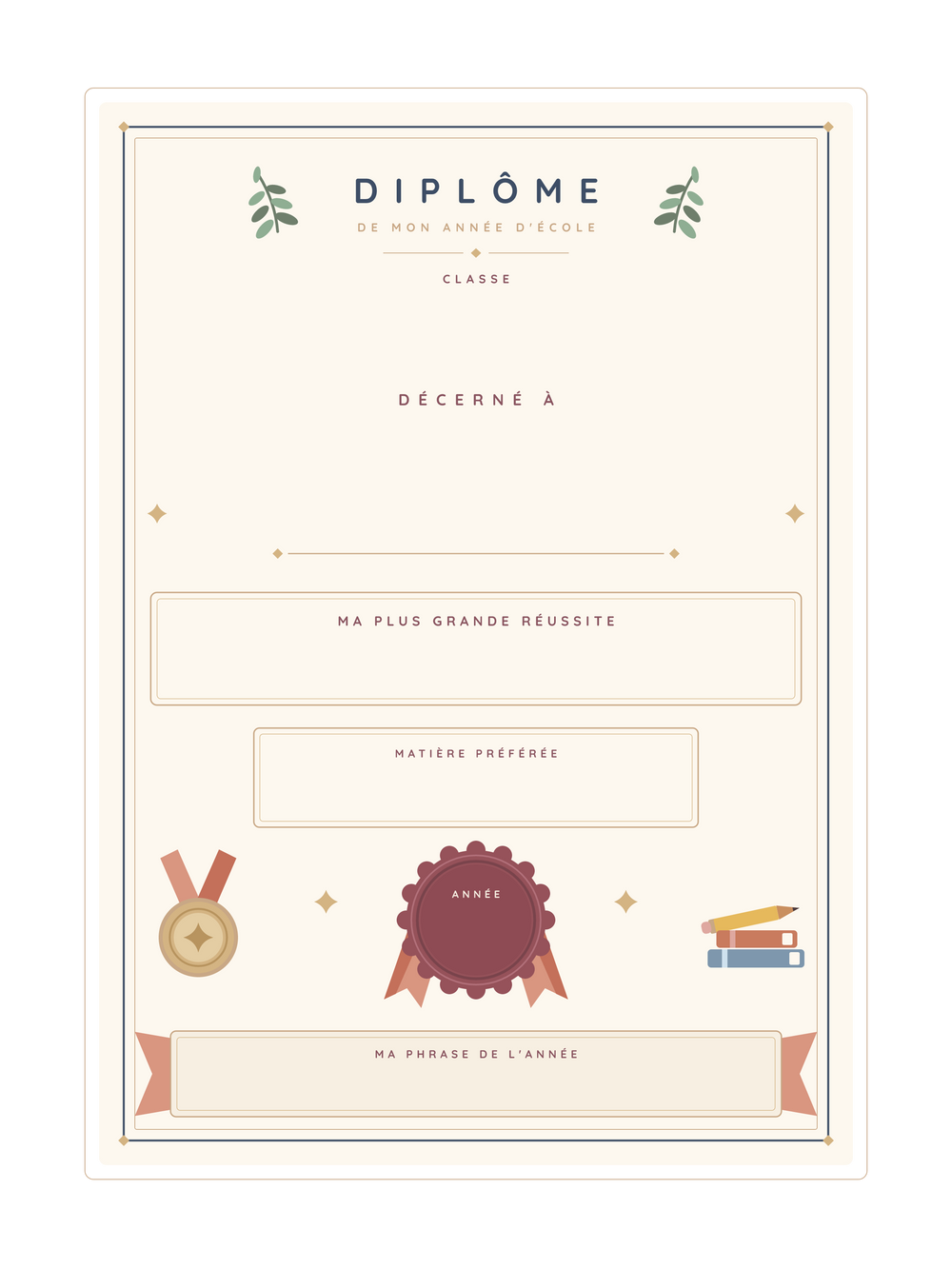 Affiche fin d'année personnalisée | Le diplôme de mon année