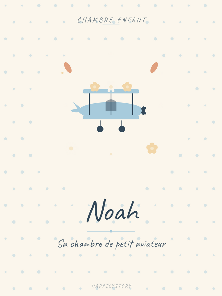 Affiche Chambre enfant — Biplan fleuri