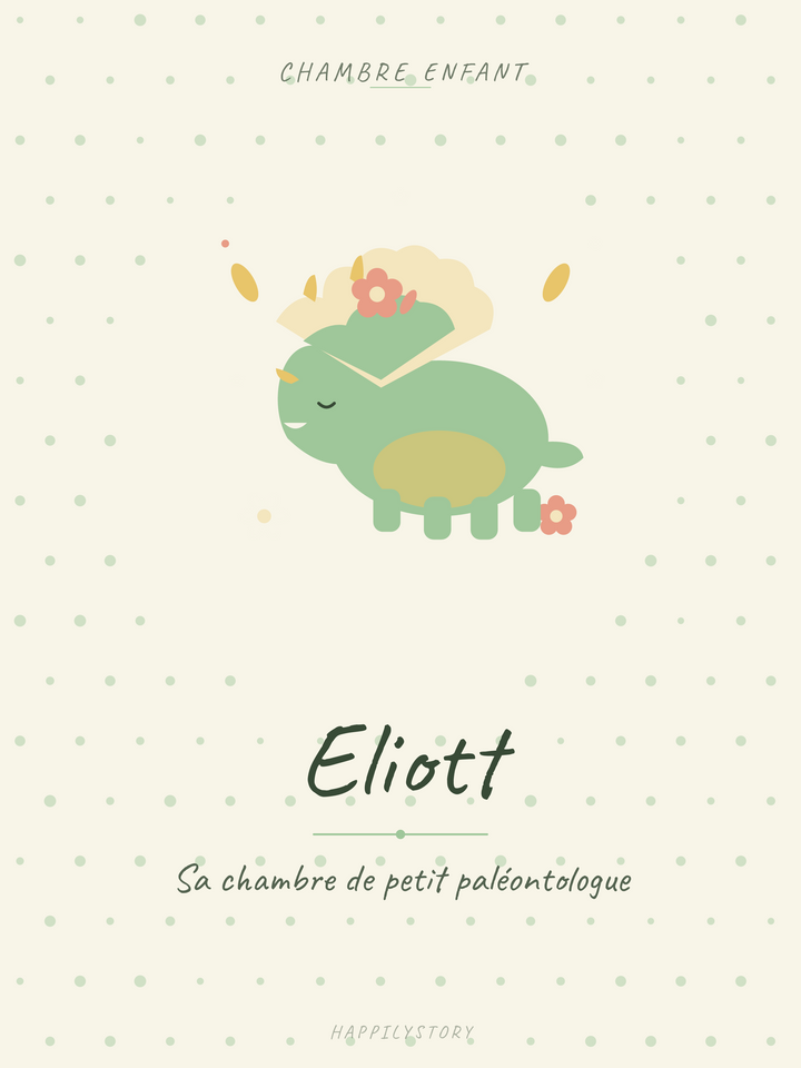 Affiche Chambre enfant — Tricératops fleuri