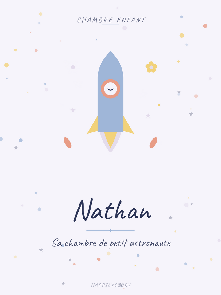 Affiche Chambre enfant — Fusée dans les étoiles