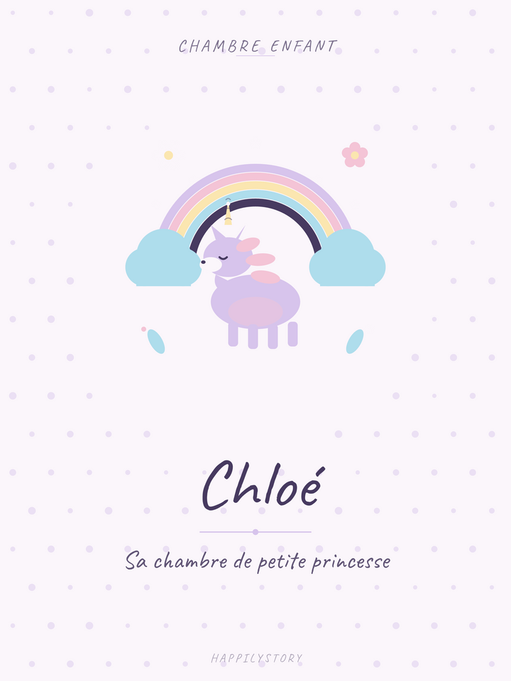 Affiche Chambre enfant — Licorne arc-en-ciel