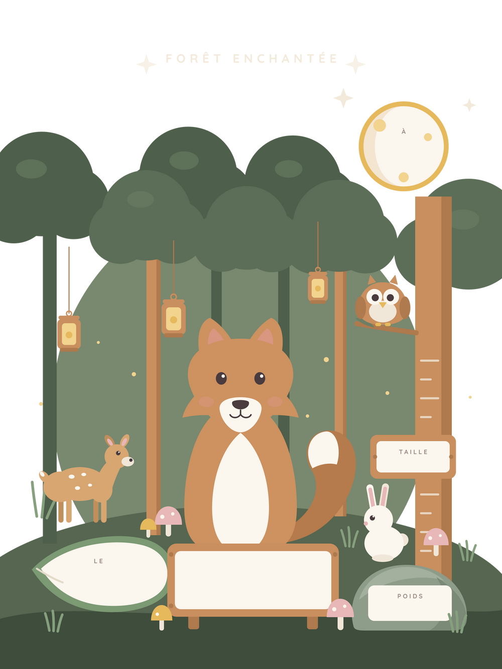 Affiche naissance personnalisée | Forêt enchantée