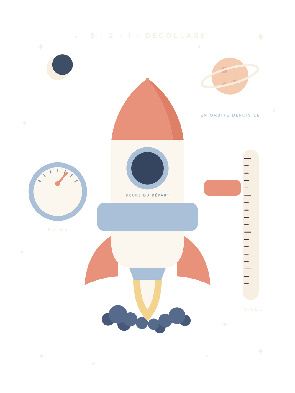 Poster naissance personnalisé | Fusée