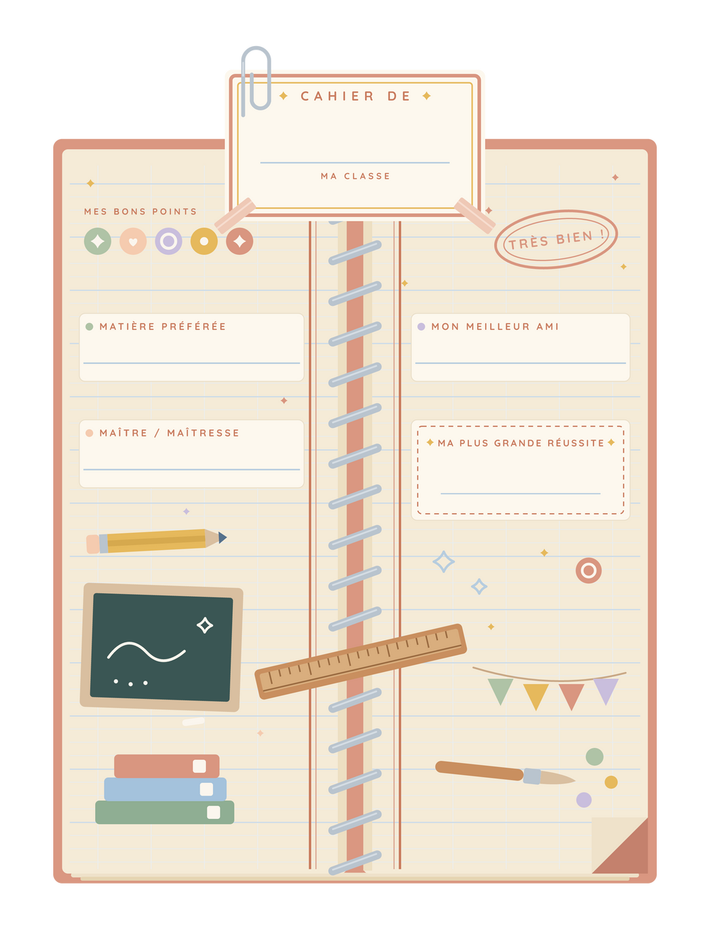 Affiche rentrée personnalisée | Mon grand cahier d'école
