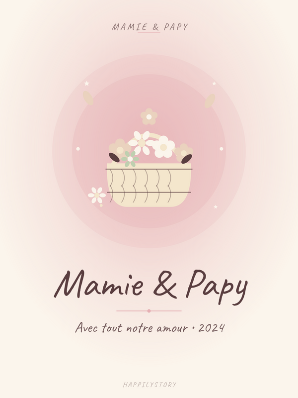 Affiche Mamie & Papy — Panier fleuri