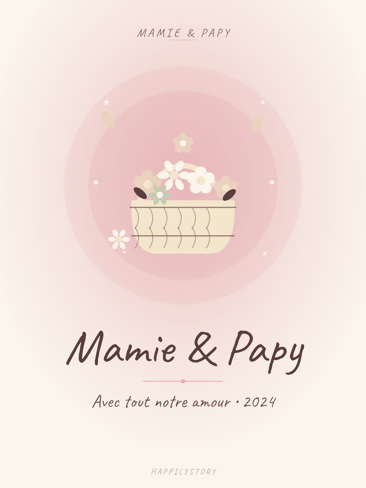 Affiche Mamie & Papy — Panier fleuri